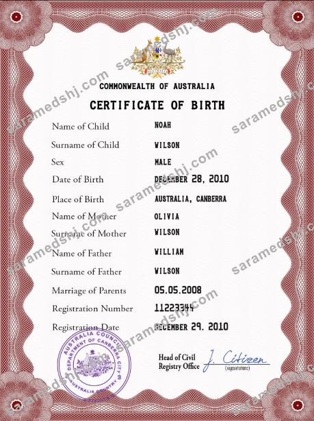 Australia vital record birth certificate PSD template